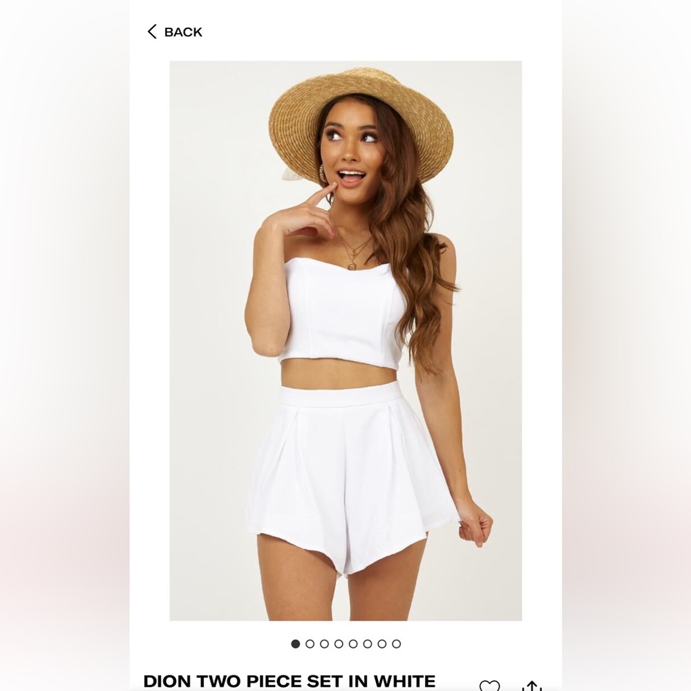 White Two Piece Showpo strapless short set